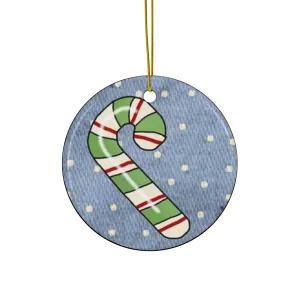 Candy Cane Ceramic Disc Ornament           Item #7470075