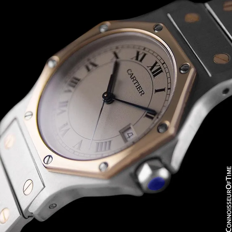 Cartier Santos Octagon Mens (Midsize) Quartz Watch - Stainless Steel & 18K Gold