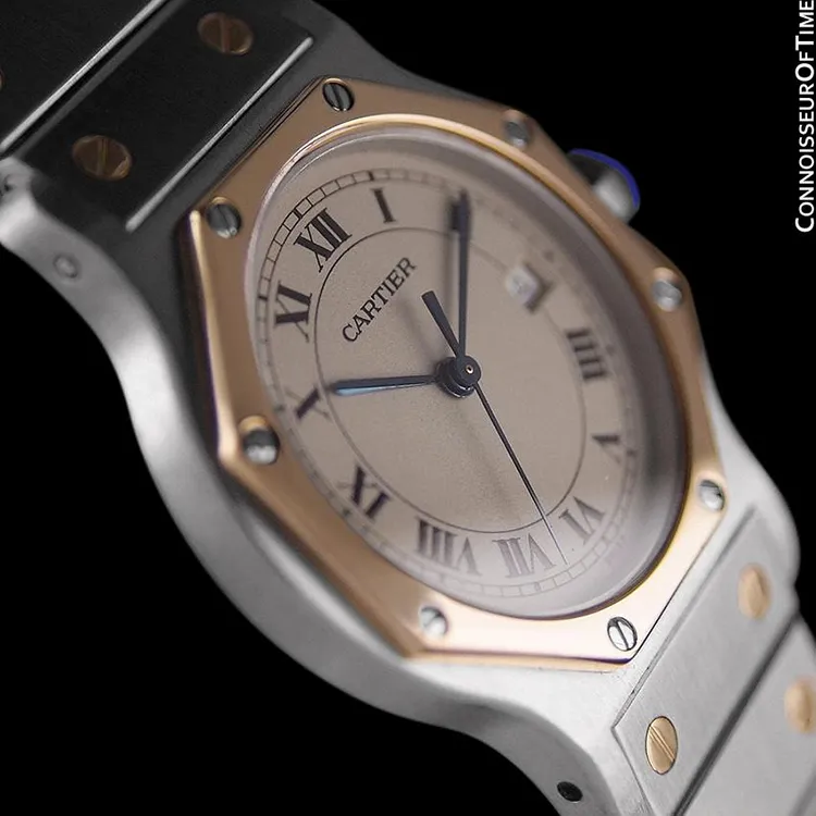 Cartier Santos Octagon Mens (Midsize) Quartz Watch - Stainless Steel & 18K Gold