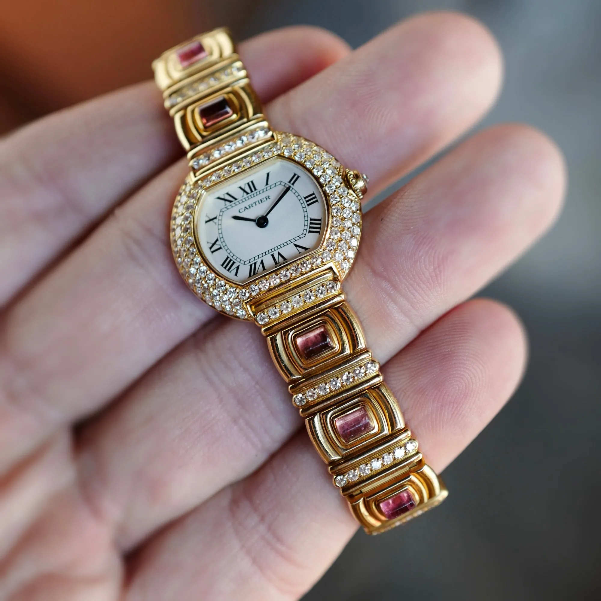 Cartier Yellow Gold Diamond and Tourmaline Vintage Watch