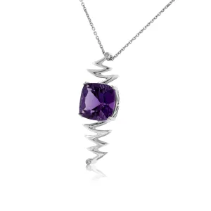 Carved Amethyst and Diamond Geometric Pendant