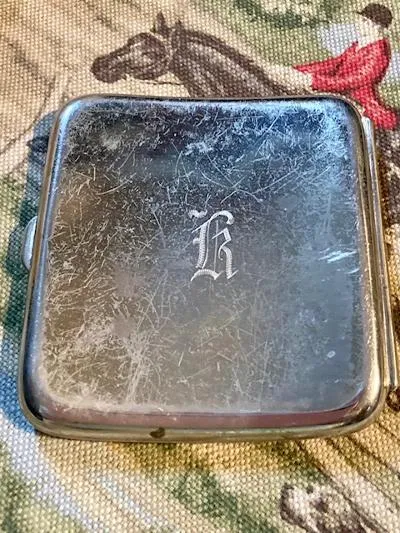 Case Antique Art Nouveau Silver Wash Cigarette Case with Hunt Scene