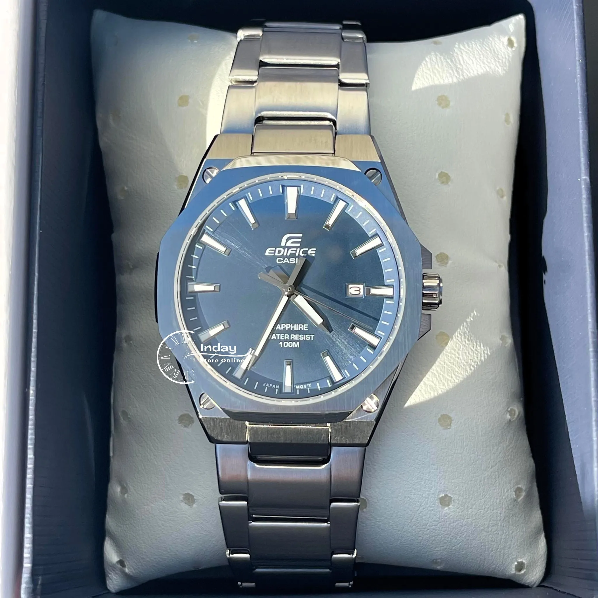 Casio Edifice Men's Watch EFR-S108D-2A 3-Hand Analog Stainless Steel Band Sapphire Crystal