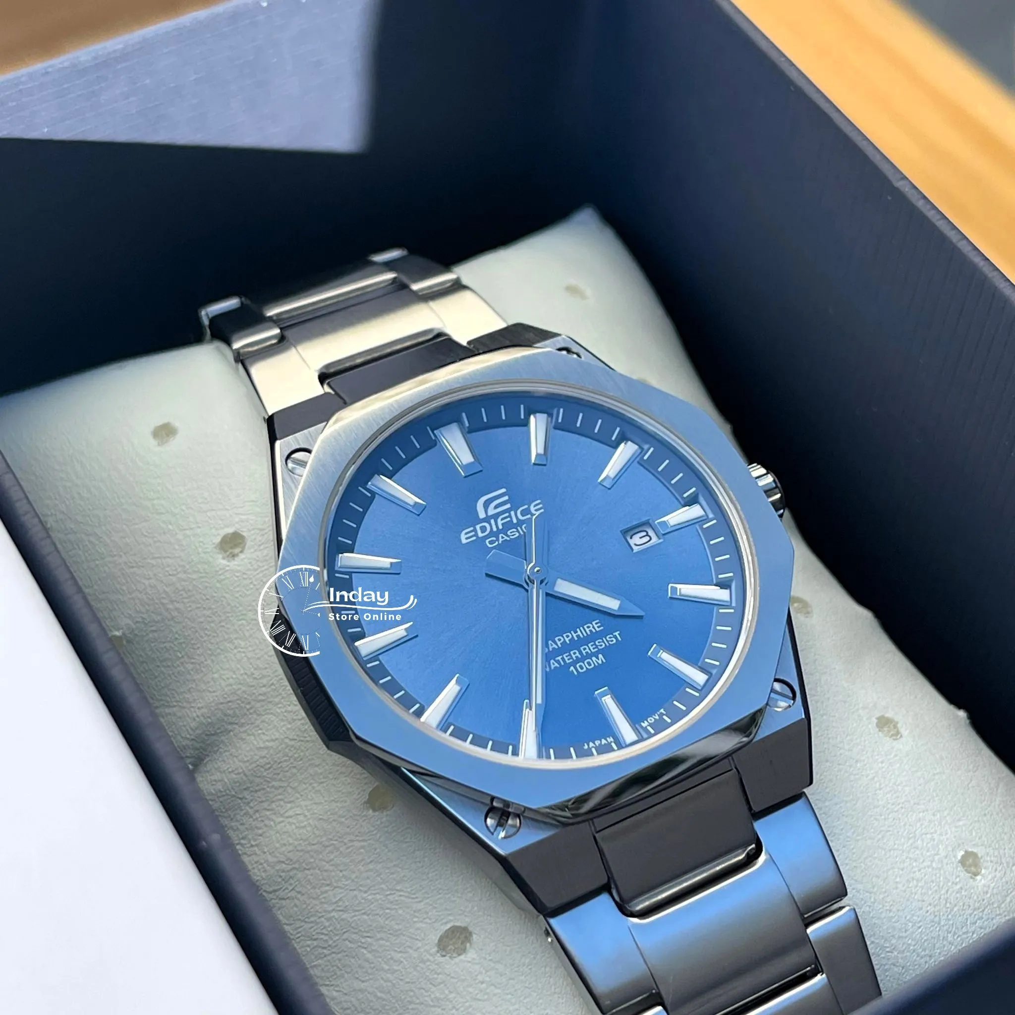 Casio Edifice Men's Watch EFR-S108D-2A 3-Hand Analog Stainless Steel Band Sapphire Crystal