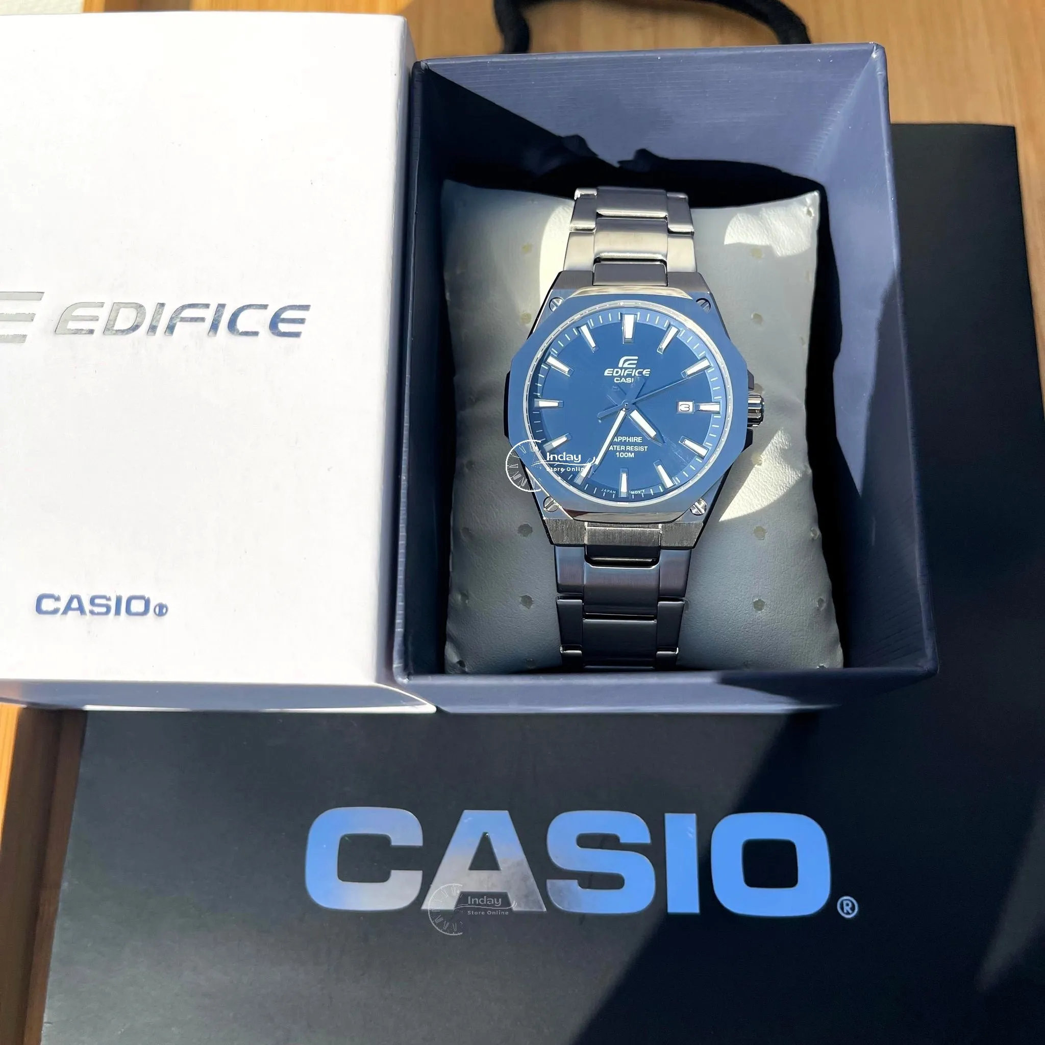Casio Edifice Men's Watch EFR-S108D-2A 3-Hand Analog Stainless Steel Band Sapphire Crystal