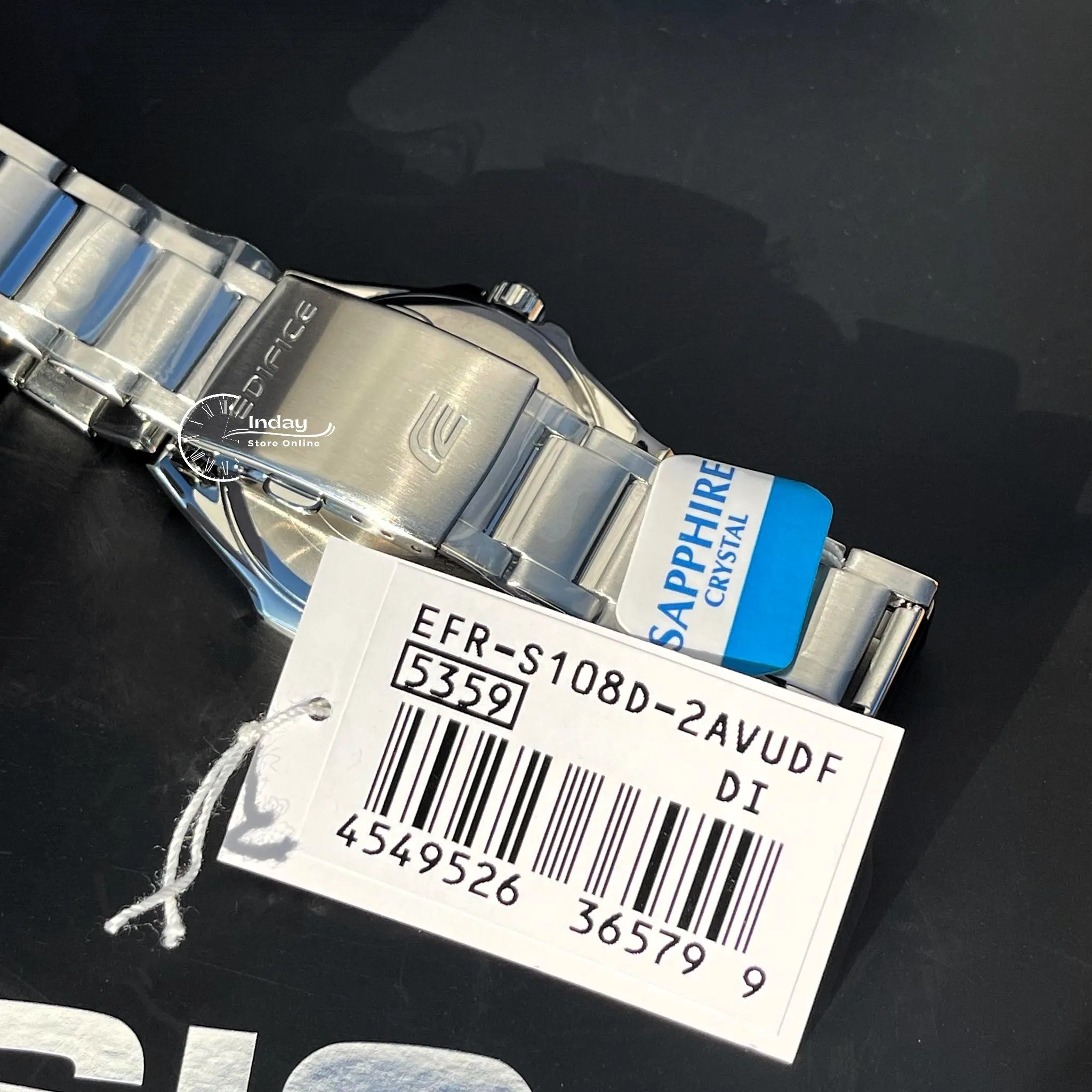 Casio Edifice Men's Watch EFR-S108D-2A 3-Hand Analog Stainless Steel Band Sapphire Crystal