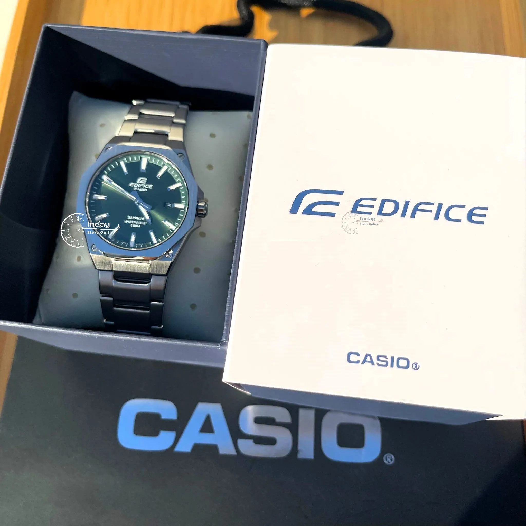 Casio Edifice Men's Watch EFR-S108D-3A 3-Hand Analog Stainless Steel Band Sapphire Crystal