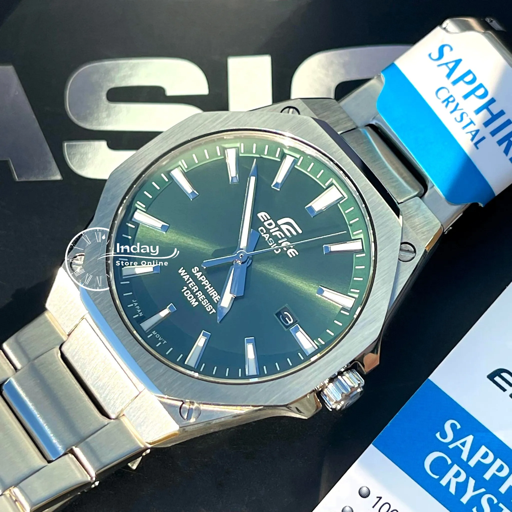 Casio Edifice Men's Watch EFR-S108D-3A 3-Hand Analog Stainless Steel Band Sapphire Crystal
