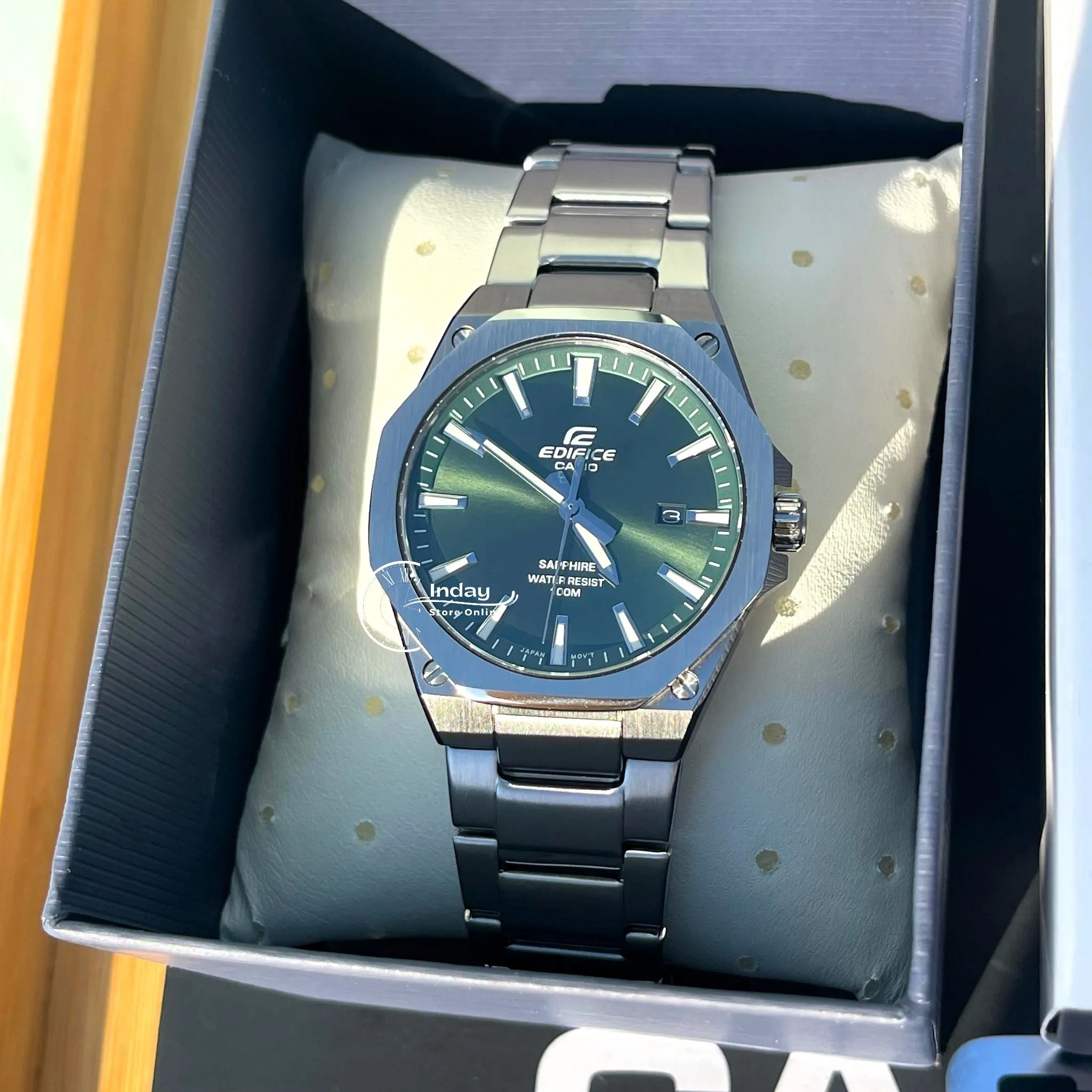 Casio Edifice Men's Watch EFR-S108D-3A 3-Hand Analog Stainless Steel Band Sapphire Crystal