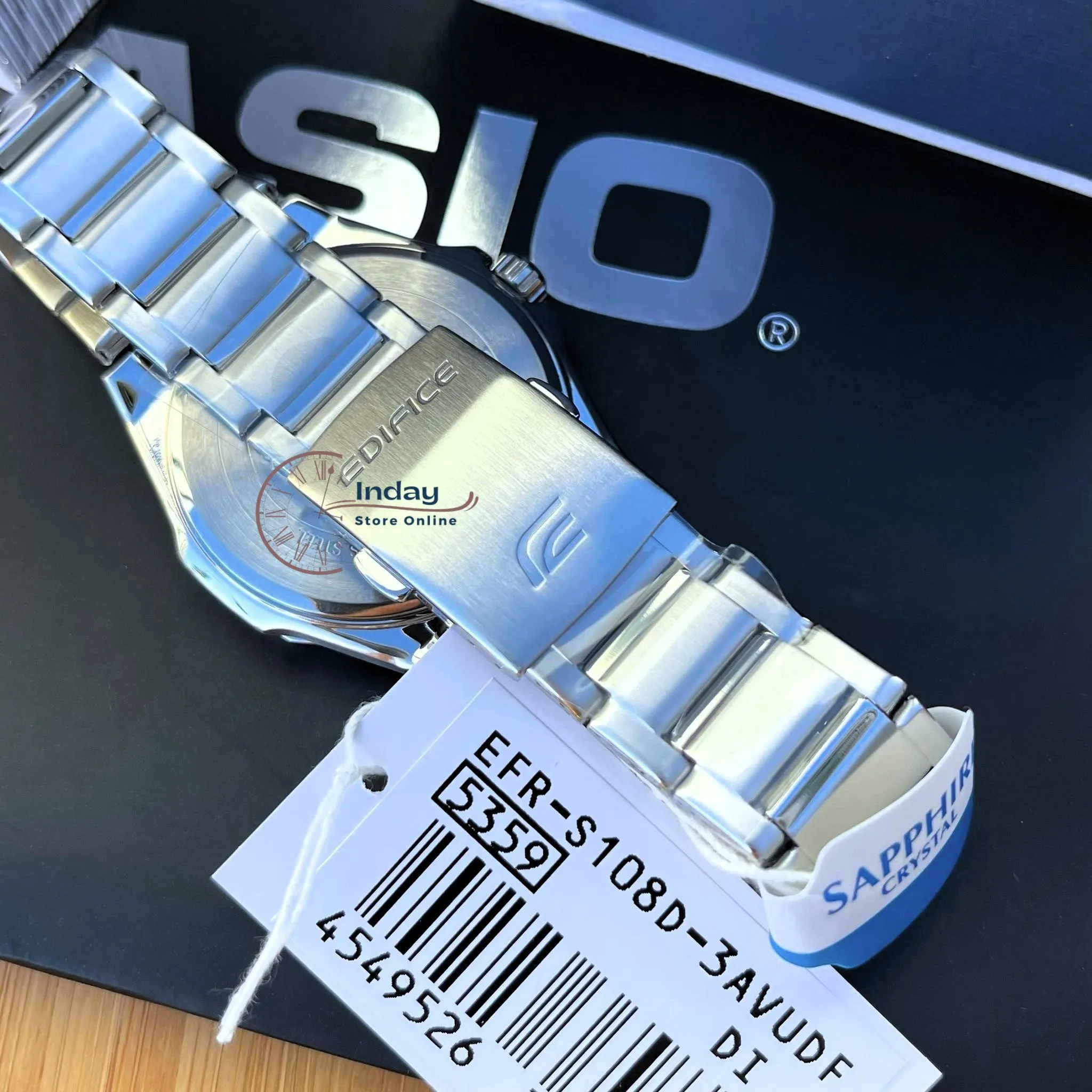 Casio Edifice Men's Watch EFR-S108D-3A 3-Hand Analog Stainless Steel Band Sapphire Crystal