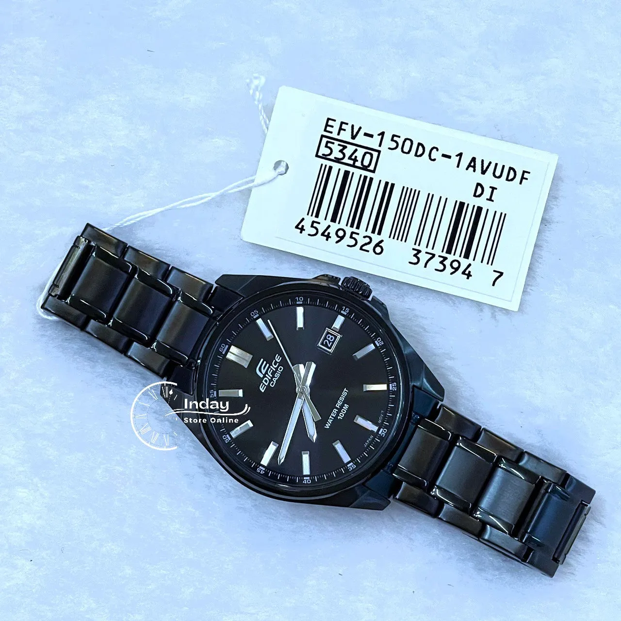 Casio Edifice Men's Watch EFV-150DC-1A  3-Hand Analog Stainless Steel Band Mineral Glass