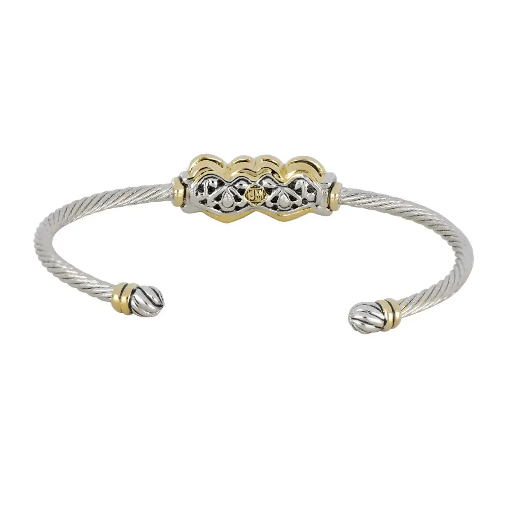Celebration Petite Pavé - Double Heart Cuff Bracelet