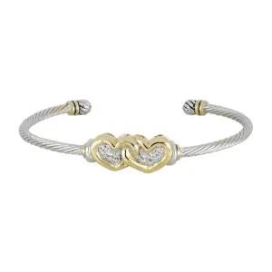 Celebration Petite Pavé - Double Heart Cuff Bracelet