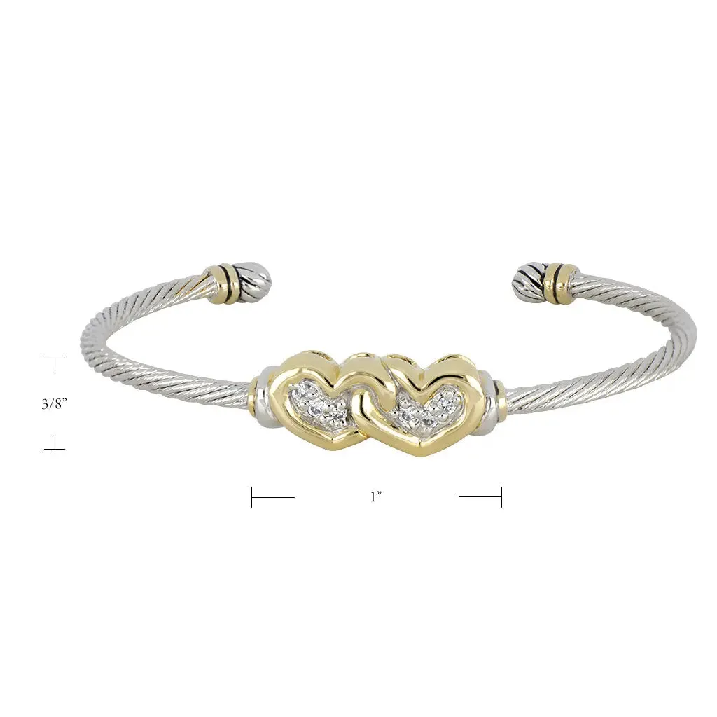 Celebration Petite Pavé - Double Heart Cuff Bracelet