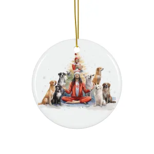 Christmas Dog Ceramic Disc Ornament            Item #1131457