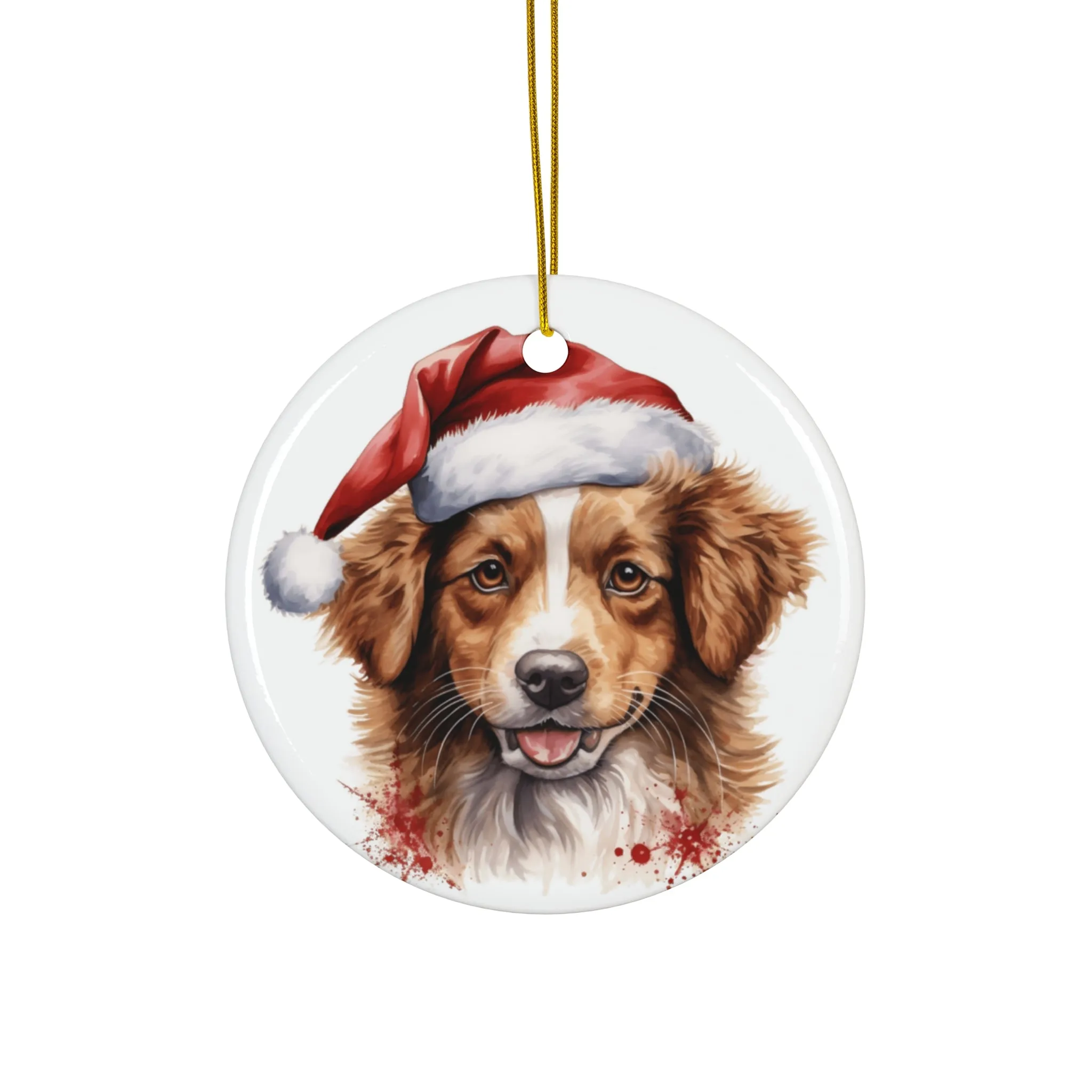 Christmas Dog Ceramic Disc Ornament             Item #1201908