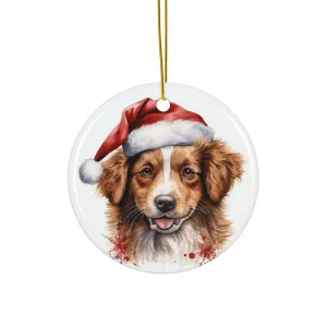 Christmas Dog Ceramic Disc Ornament             Item #1201908