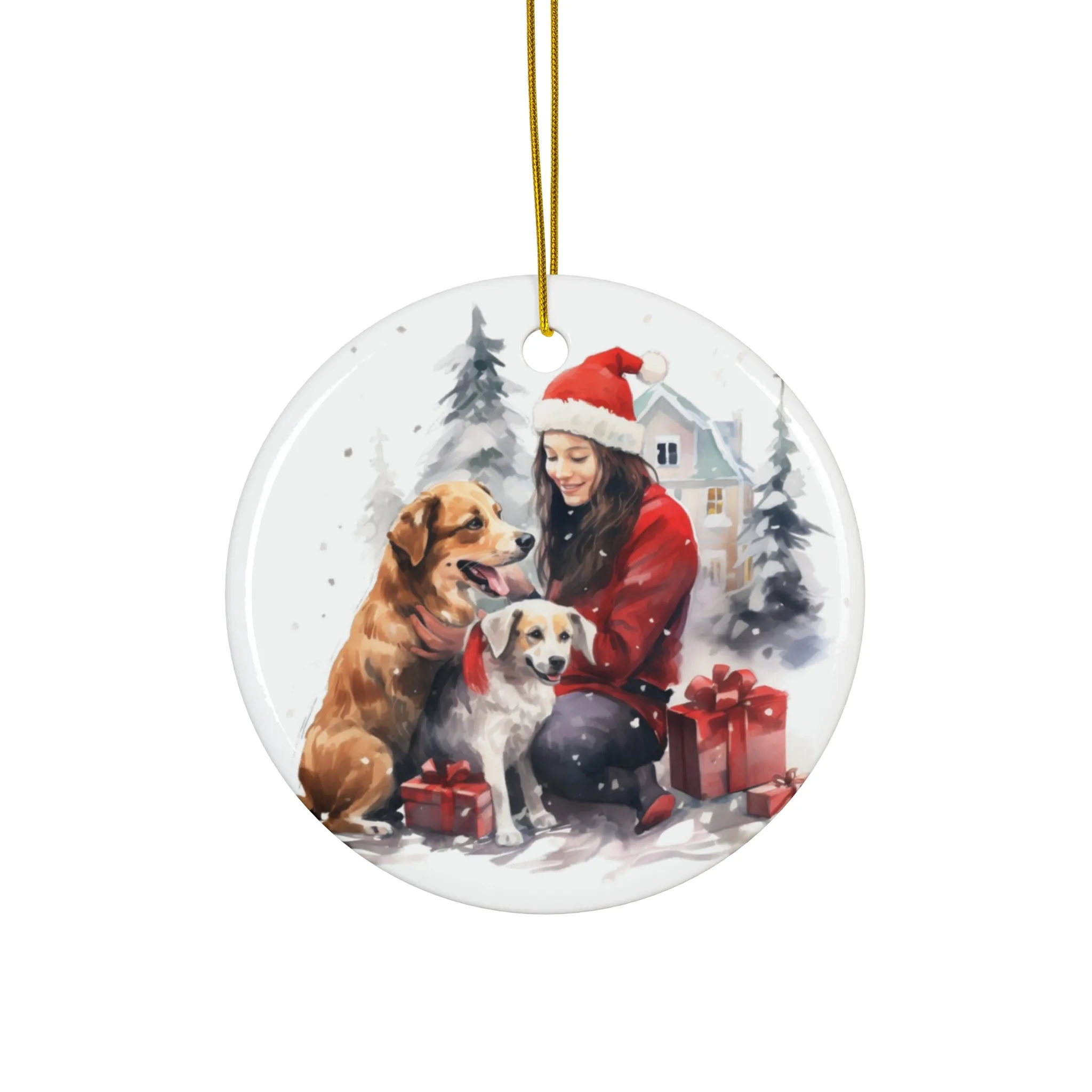 Christmas Dog Ceramic Disc Ornament              Item #205449