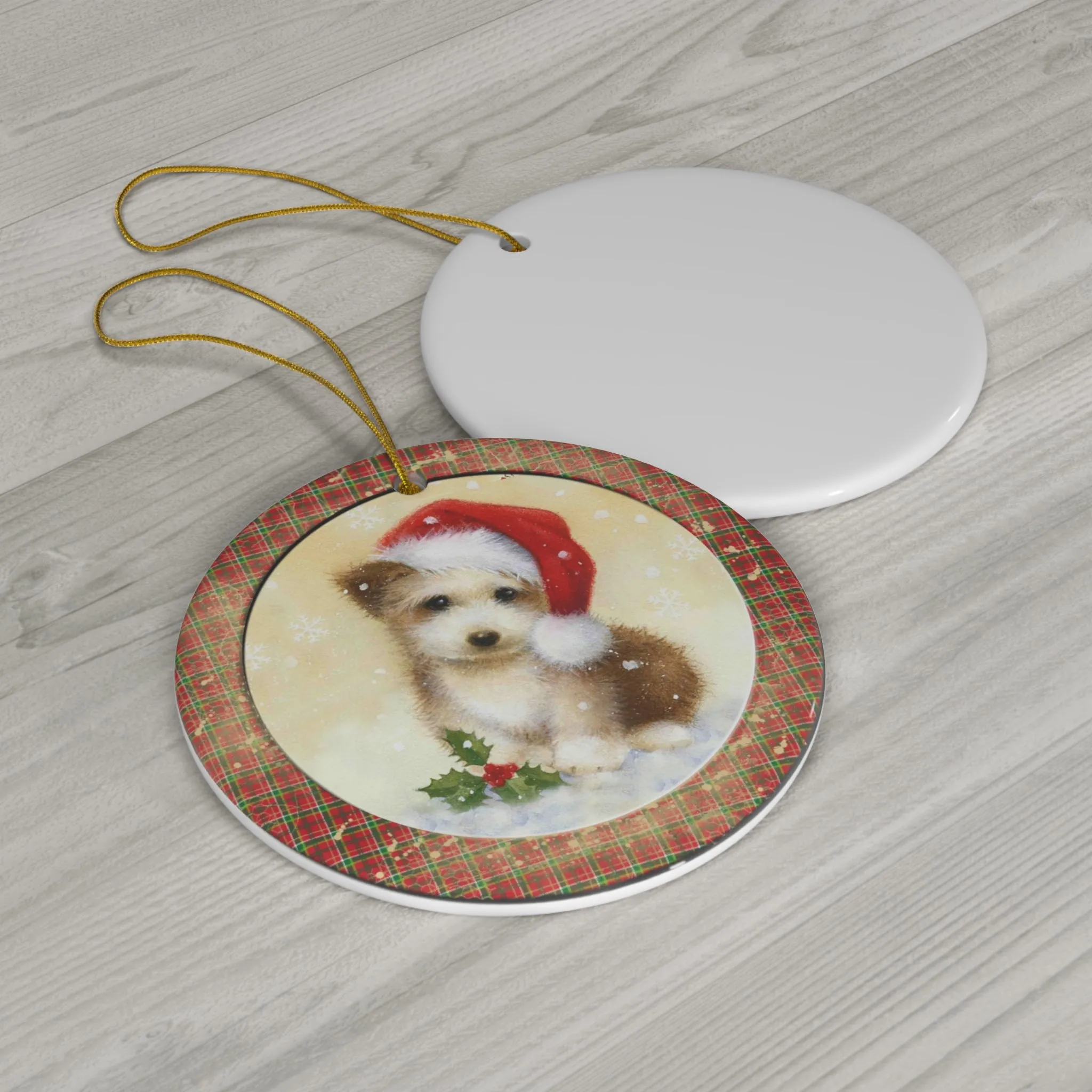 Christmas Dog Ceramic Disc Ornament           Item #6032594