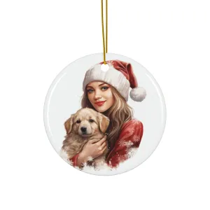 Christmas Dog Ceramic Disc Ornament           Item #6768711