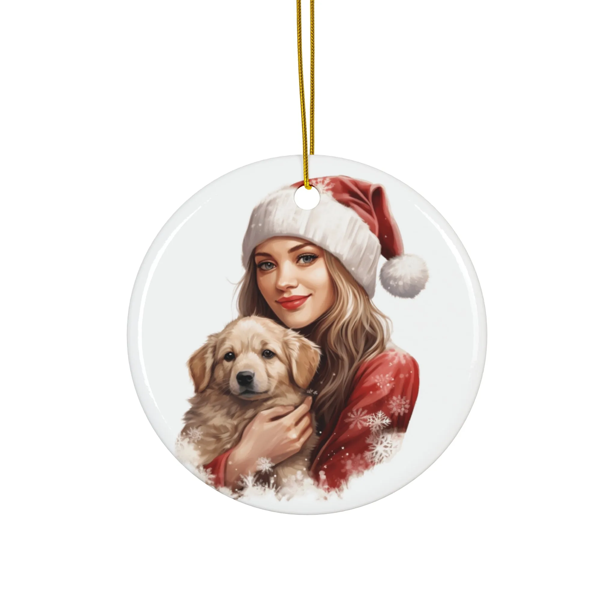 Christmas Dog Ceramic Disc Ornament           Item #6768711