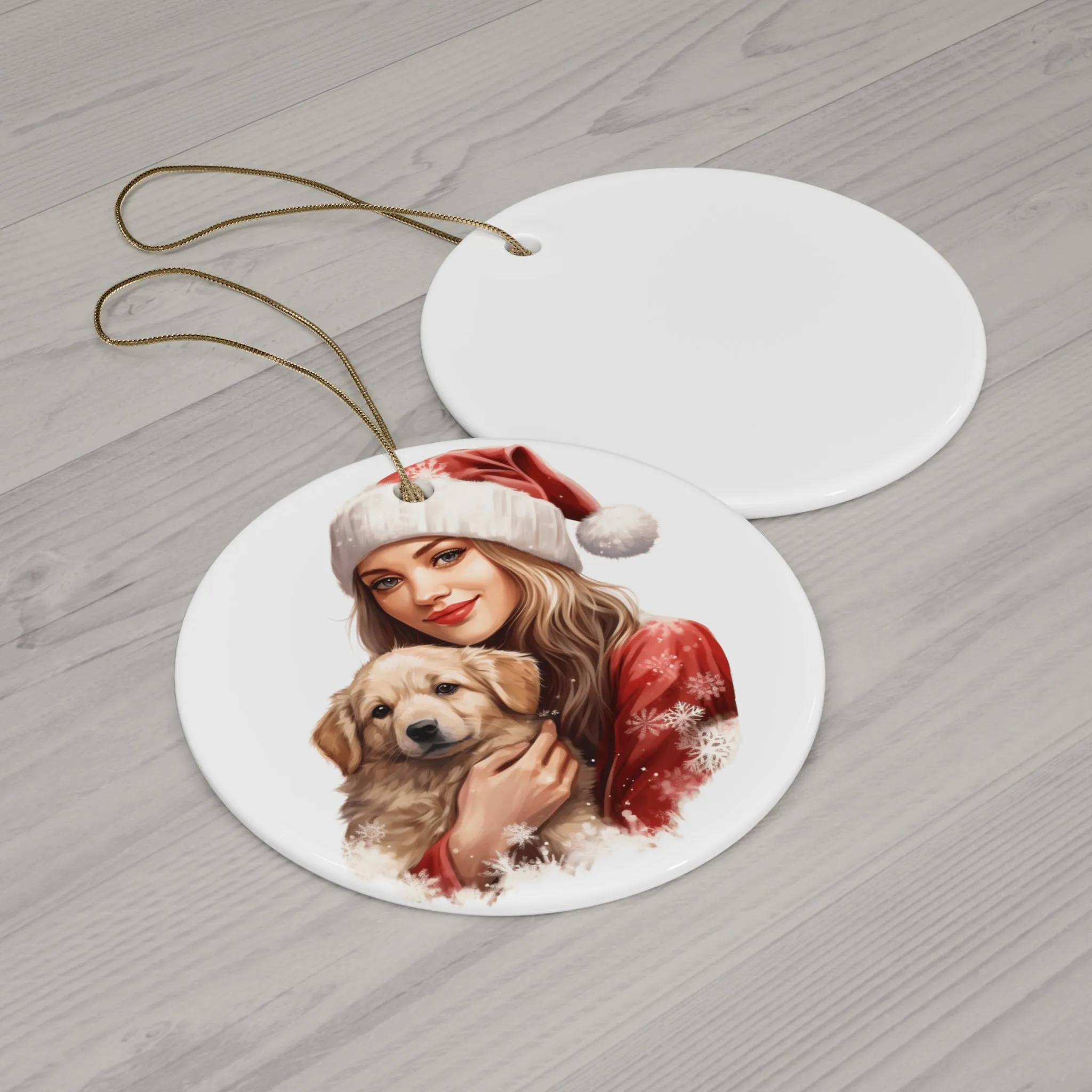 Christmas Dog Ceramic Disc Ornament           Item #6768711