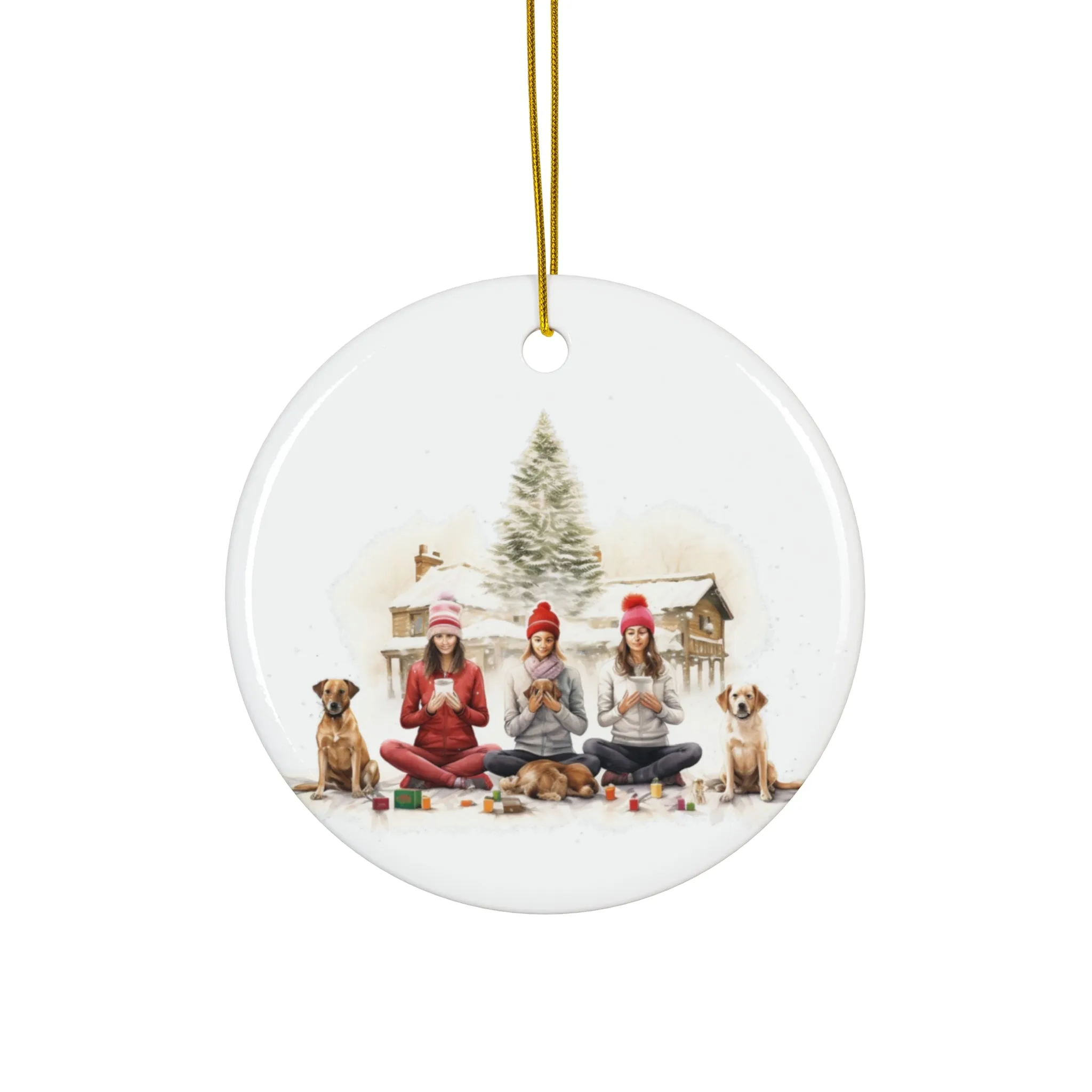 Christmas Dog Ceramic Disc Ornament             Item #7849793