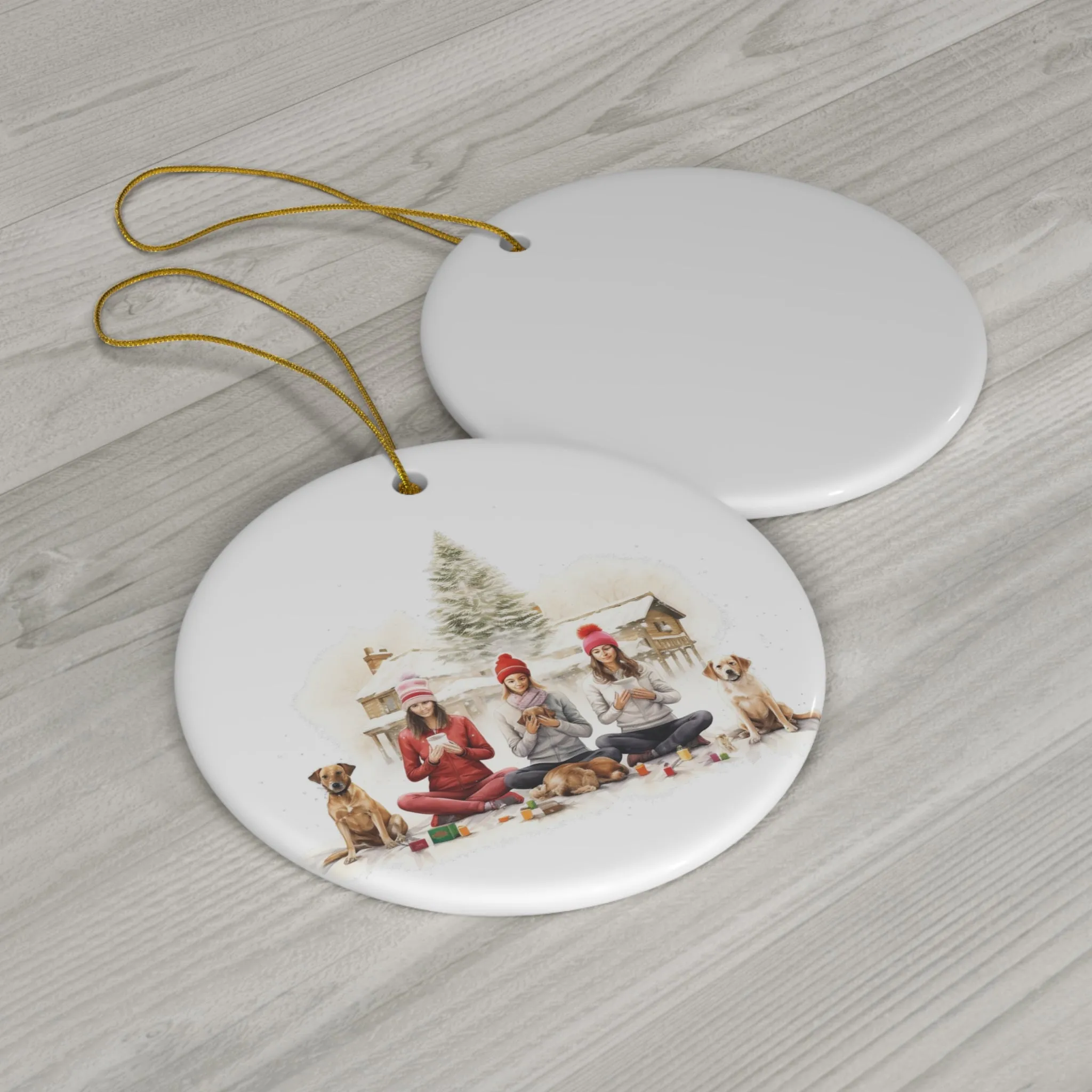 Christmas Dog Ceramic Disc Ornament             Item #7849793