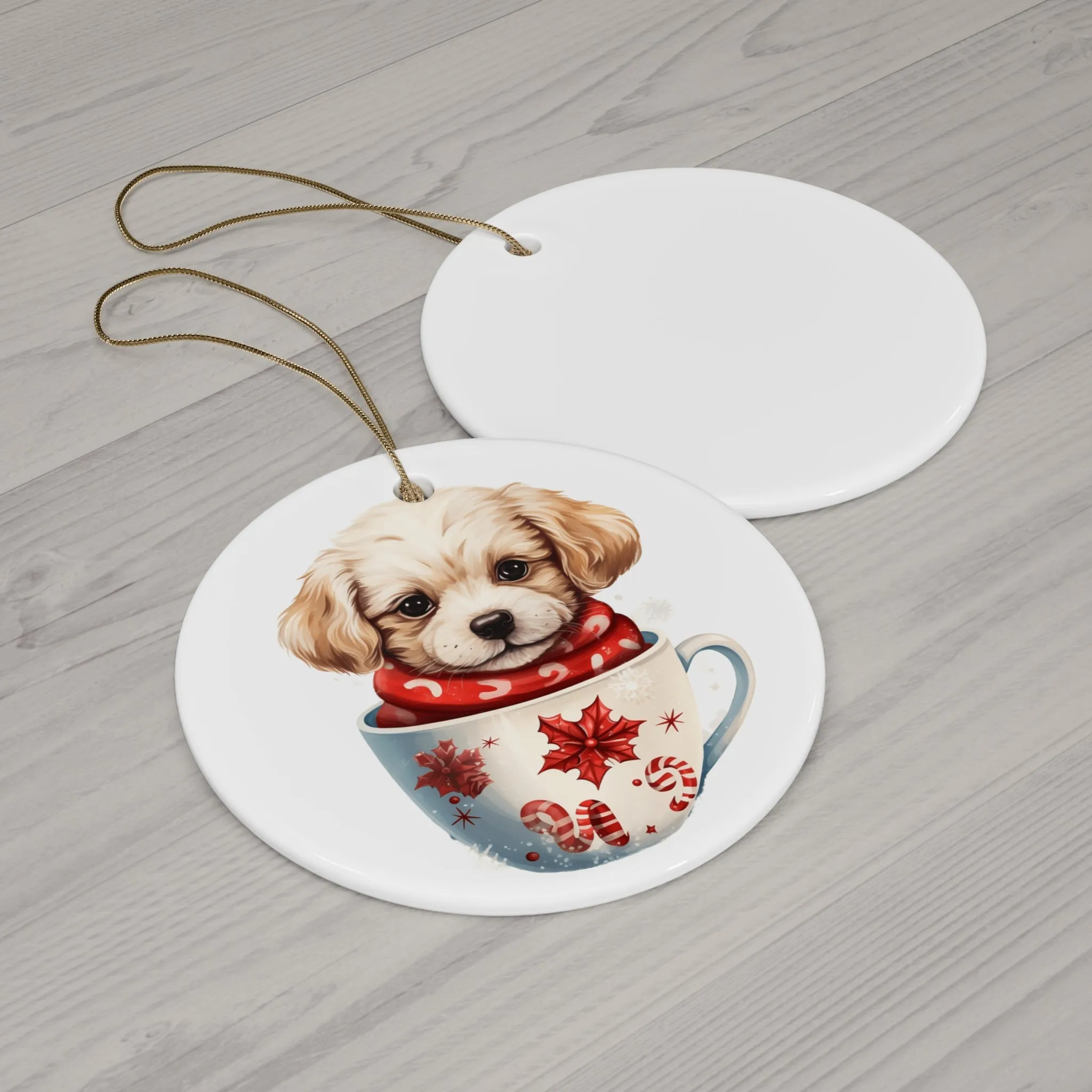 Christmas Dog Ceramic Disc Ornament             Item #8742813