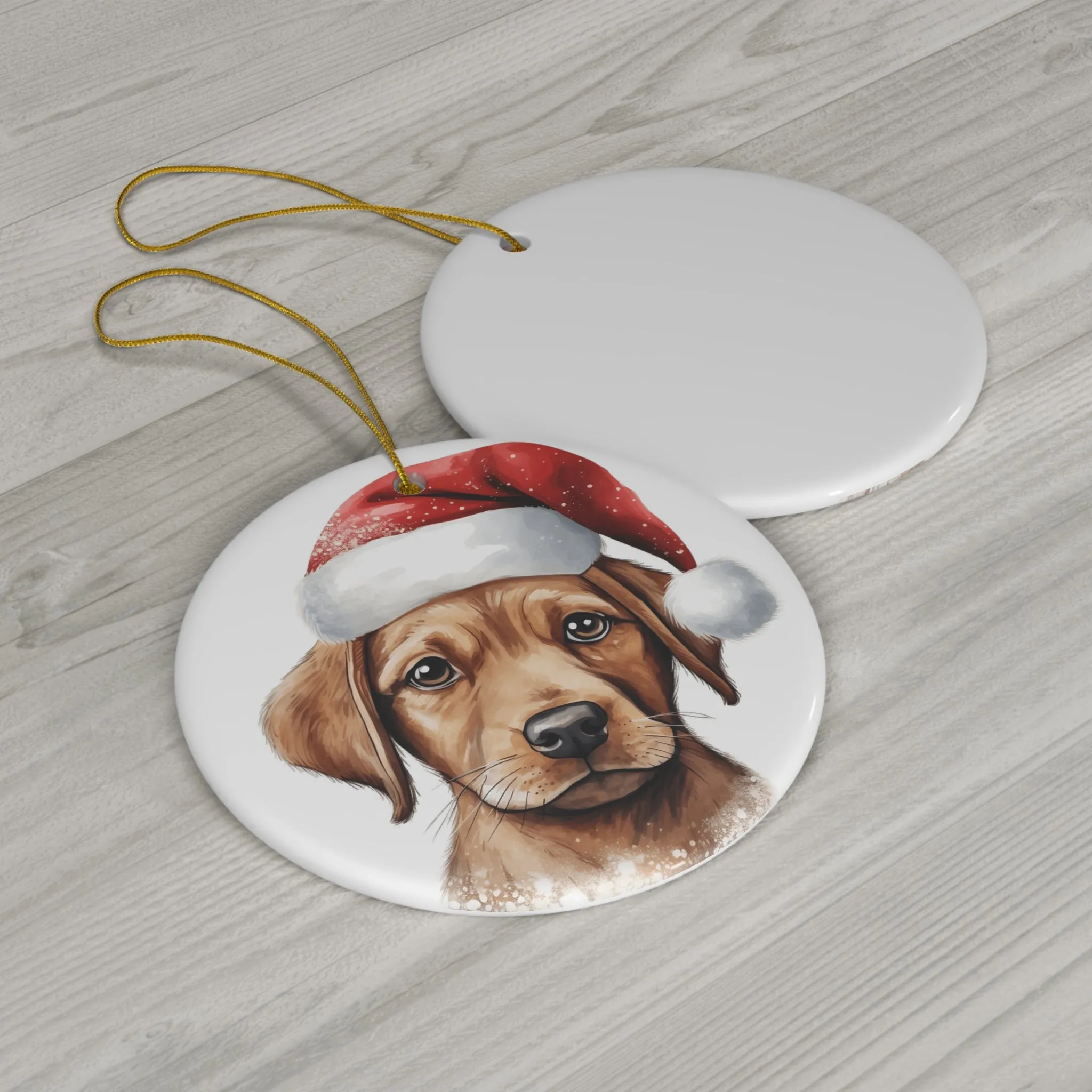 Christmas Dog Ceramic Disc Ornament                Item #944858