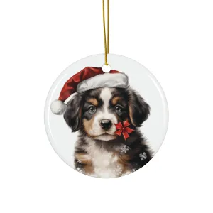 Christmas Dog Ceramic Disc Ornament                Item #981444