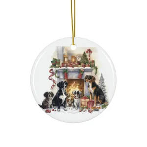 Christmas Dogs Ceramic Disc Ornament                Item #1147474
