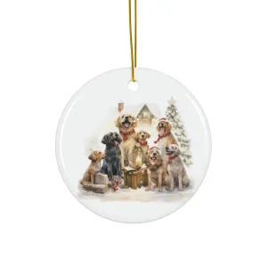 Christmas Dogs Ceramic Disc Ornament               Item #474265