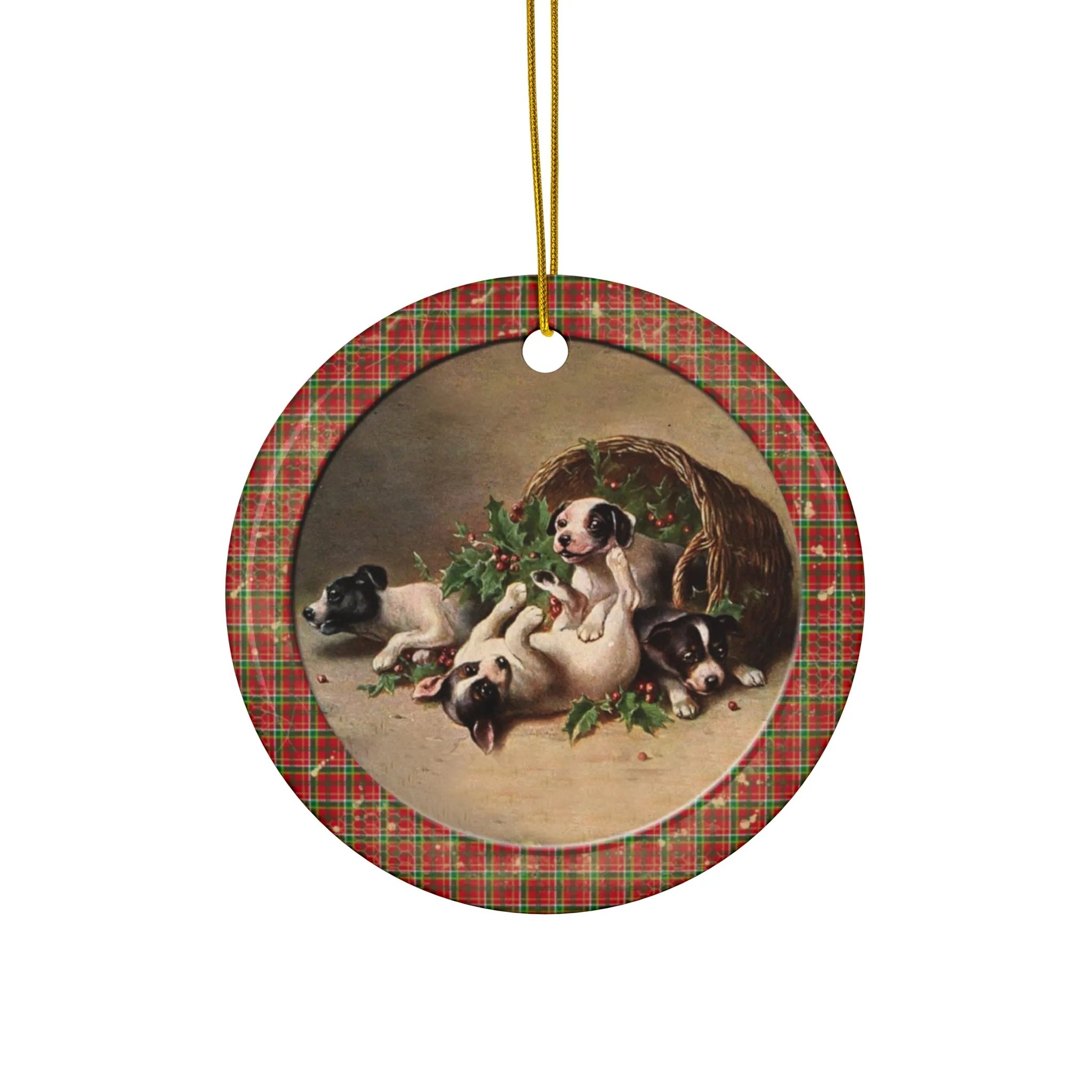 Christmas Dogs Ceramic Disc Ornament       Item #7940757