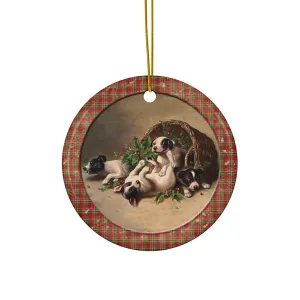 Christmas Dogs Ceramic Disc Ornament       Item #7940757