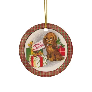 Christmas Pup Ceramic Disc Ornament       Item #3434148