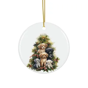Christmas Tree With Dog Ceramic Disc Ornament              Item #589652