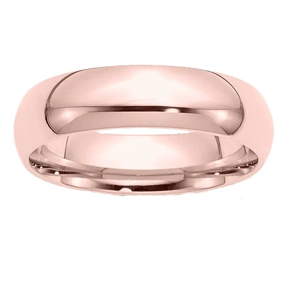 Classic 6mm Comfort Fit Wedding Bands in Rose, White or Yellow 14k Gold