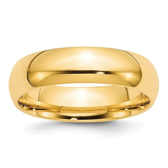 Classic 6mm Comfort Fit Wedding Bands in Rose, White or Yellow 14k Gold