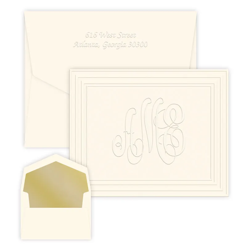 Classic Frame Monogram Note - Embossed