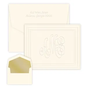 Classic Frame Monogram Note - Embossed