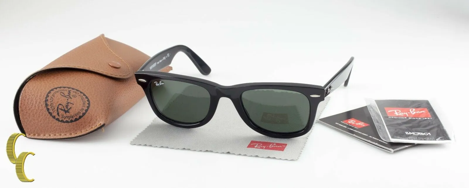 Classic Ray-Ban Black Wayfarer Sunglasses RB2140 w/ Case & Cleaning Cloth