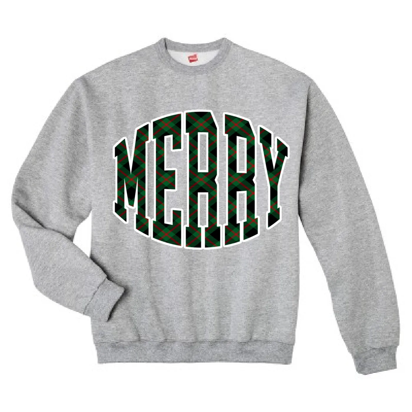 Comfort Colors, Gildan, or Bella Canvas - Merry Plaid Christmas Sweatshirt