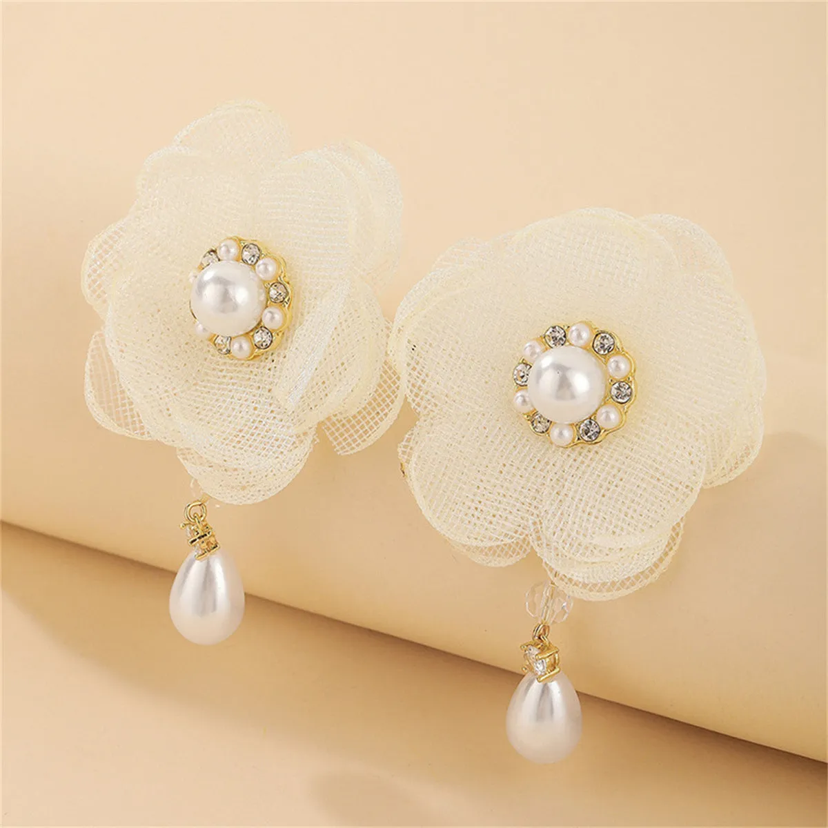 Cubic Zirconia & Pearl 18K Gold-Plated Flower Drop Earrings