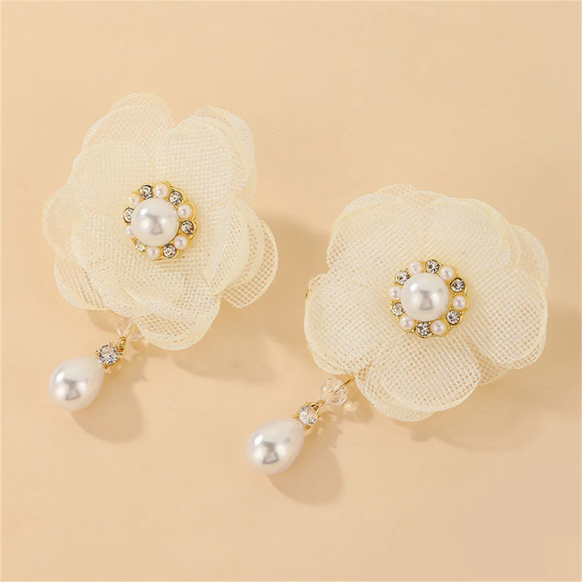 Cubic Zirconia & Pearl 18K Gold-Plated Flower Drop Earrings