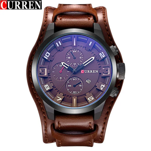 CURREN Men's Sport Brand Quartz Watch Men Wrist Watch Top Brand Luxury Quartz-Watch Leather Strap Military Male Clock Fashion