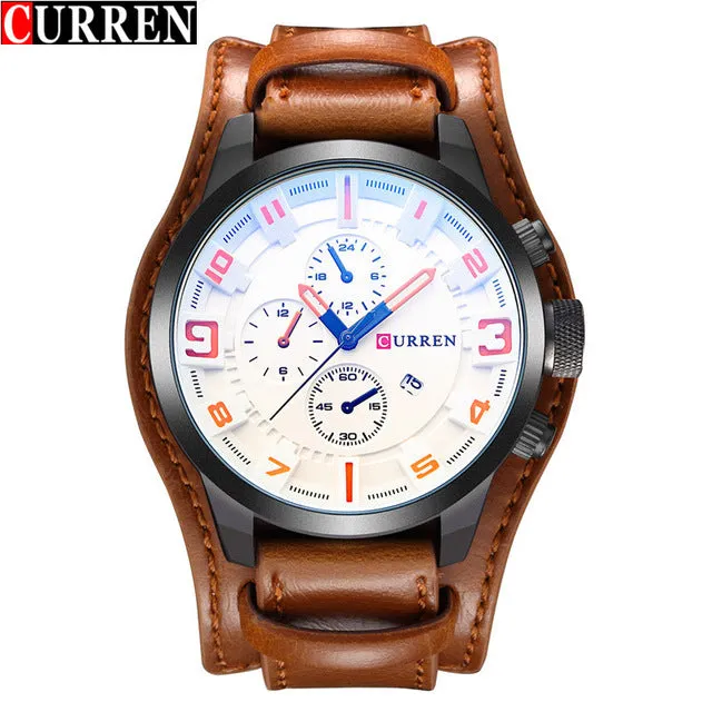 CURREN Men's Sport Brand Quartz Watch Men Wrist Watch Top Brand Luxury Quartz-Watch Leather Strap Military Male Clock Fashion