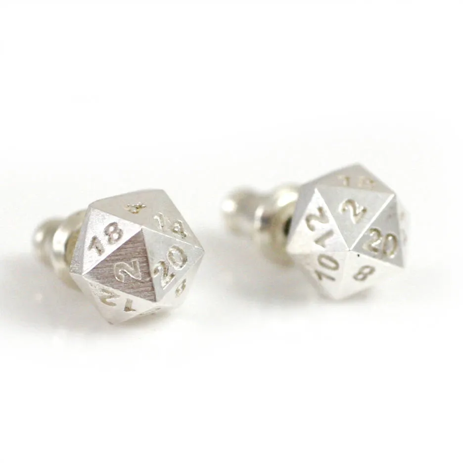 D20 Double Damage Earrings - sterling silver or 14k