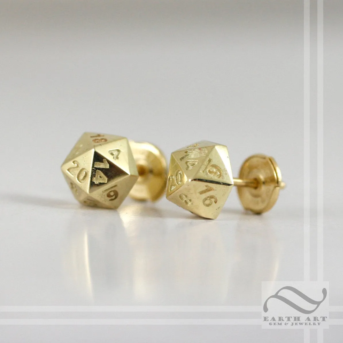 D20 Double Damage Earrings - sterling silver or 14k