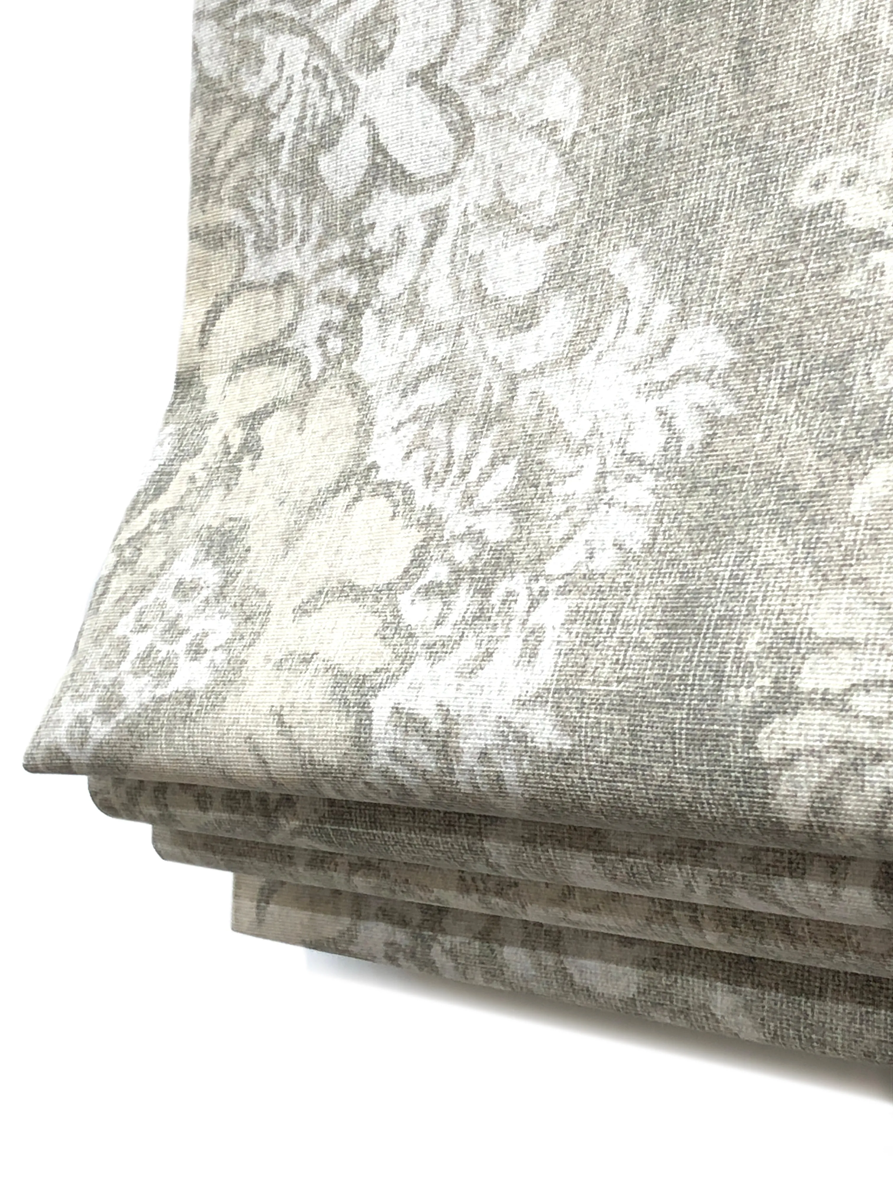 Damask Classic Grey Linen Flat Roman Shade
